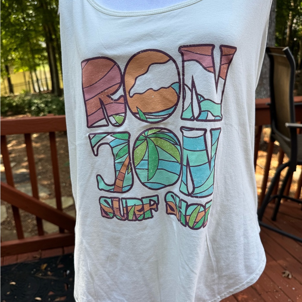 Ron Jon Women's White/off white Tank Top with Colorful Logo